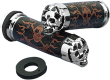Load image into Gallery viewer, Grips - Skull Grips - Plain Eyes - Chrome DragSpecialties 74693B - Detail View