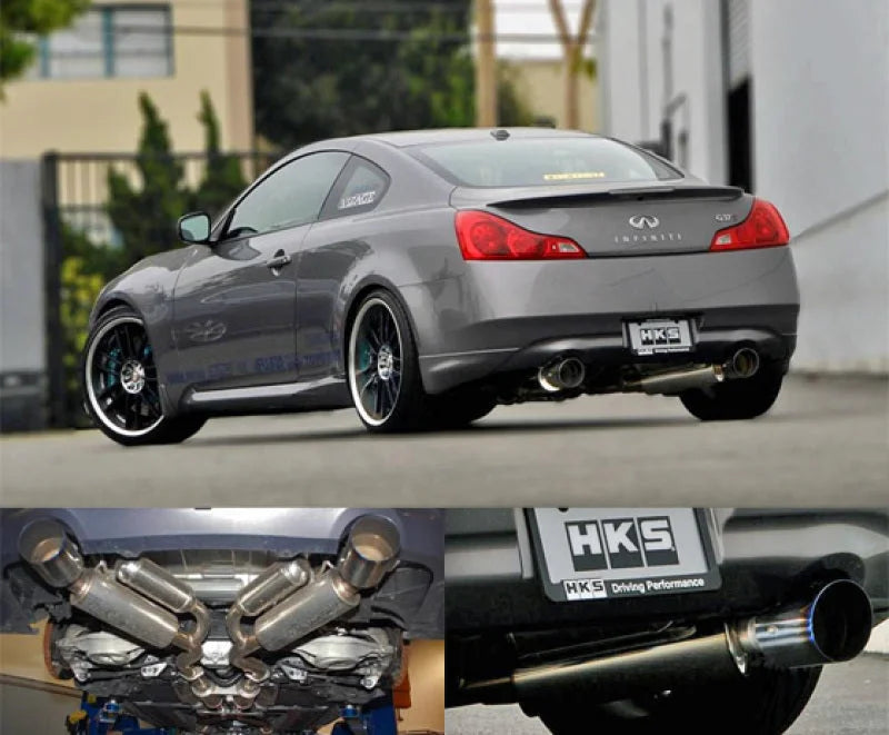 HKS 08-13 Infiniti G37 Coupe Dual Hi-Power Ti Tip Catback Exhaust (SUS304 NO COATING) - Main Product View