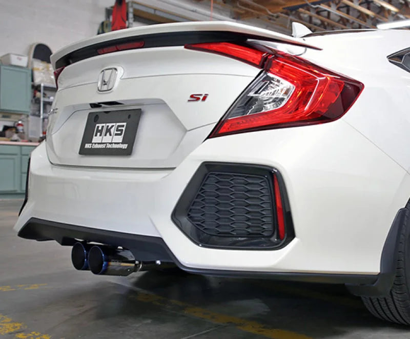 HKS 17+ Honda Civic Si Sedan (FC) Hi-Power Muffler Exhaust - Side View