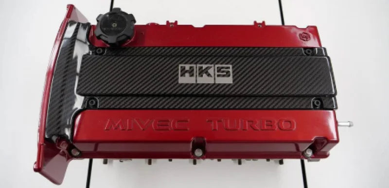 HKS CARBON PLUG COVER 4G63 (Lancer Evolution IV - IX) - Side View