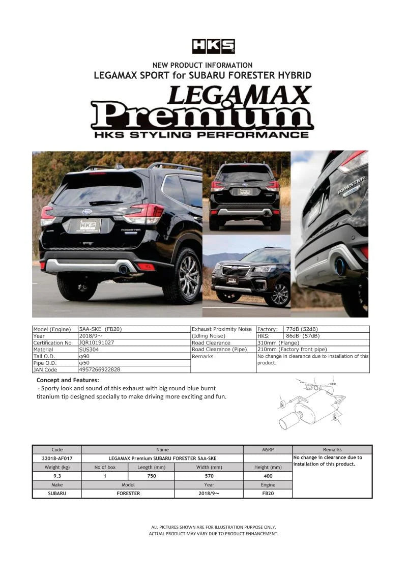 HKS LEGAMAX Premium Subaru Forester 5AA-SKE - Detail View