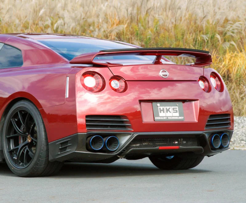HKS RACING MUFFLER R35 GT-R w/ SILENCER - Side View