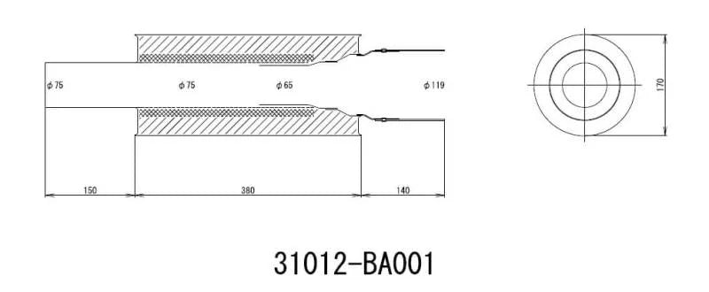 HKS Universal Carbon-Ti Cat-back Exhaust - 170mm Shell/75mm Diameter - Main Product View