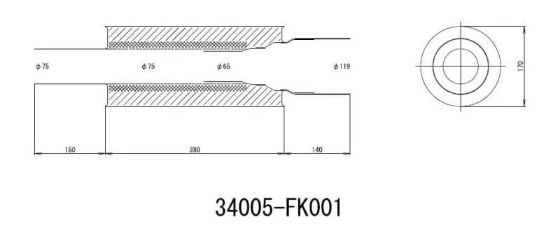 HKS Universal Stainless Hi Power 170mm Titanium Muffler - Side View