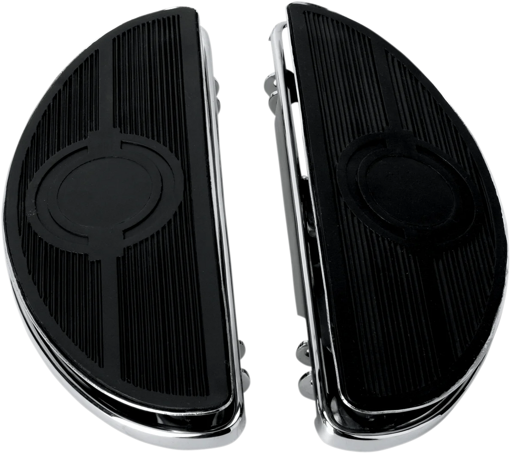Half-Moon Floorboard - w/ Vibration Inserts - Chrome - FL DragSpecialties 17-0418N - Main Product View