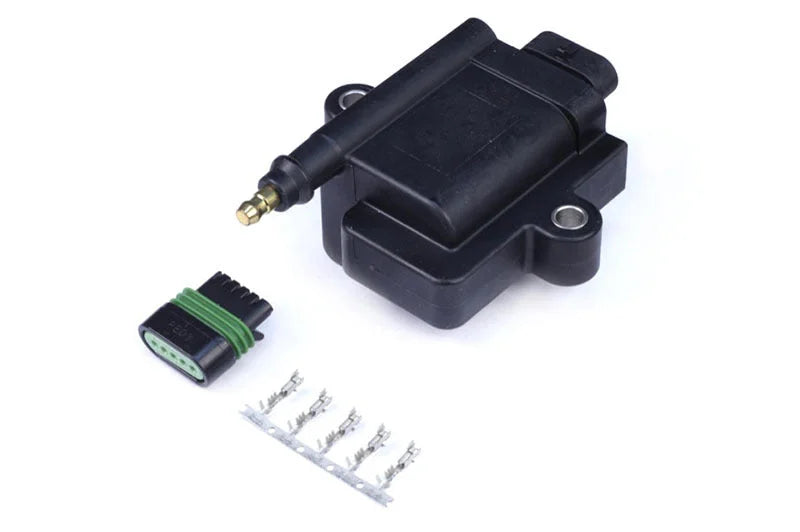 Haltech High Output IGN-1A Inductive Coil w/Built-In Ignitor w/Plug & Pins - Side View