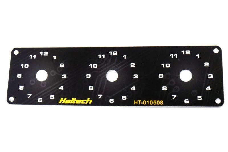 Haltech Triple Switch Panel w/Yellow & Red Knobs - Side View