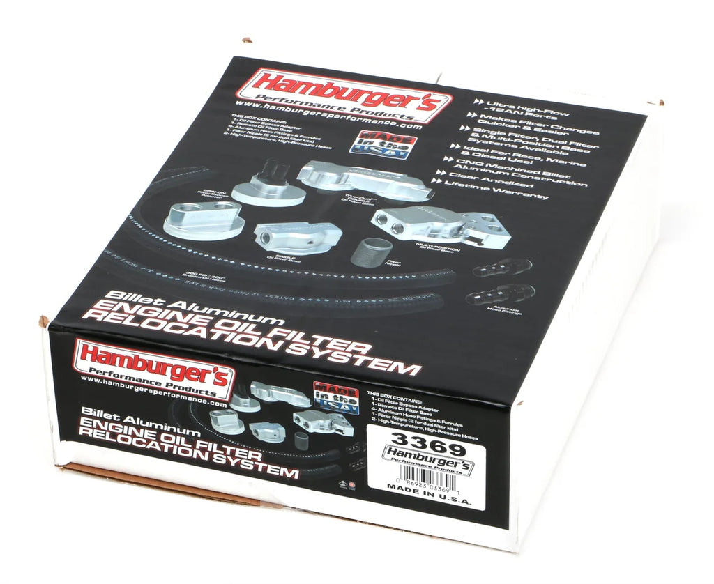 Hamburger's Performance BILLET SINGLE OIL FILTER RELOCATION KIT-FORD DIESEL 1 1/2 THREAD 3369