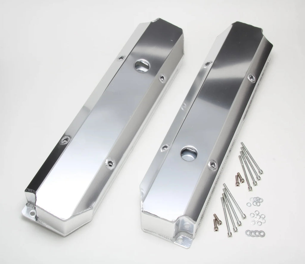 Hamburger's Performance Fab. Aluminum Valve Covers; MOPAR BB Engines; WITH Holes/Baffles-POLISHED 1052