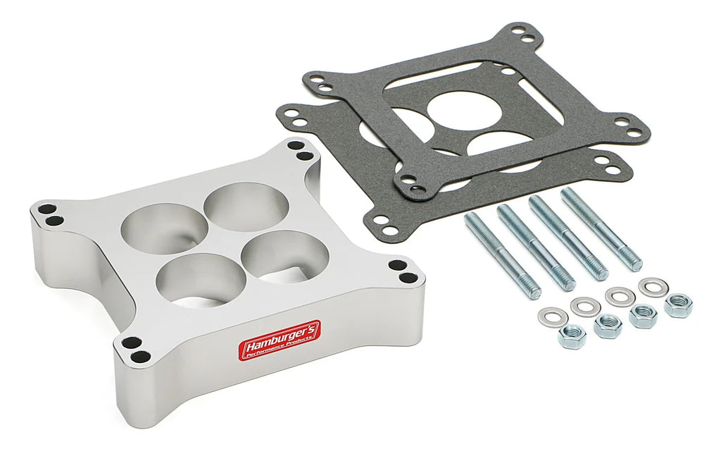 Hamburger's Performance Holley 4BBL Carb. Spacer; Std. Manifold; 1-1/2 in. Tall; Tapered Port-Billet 3208