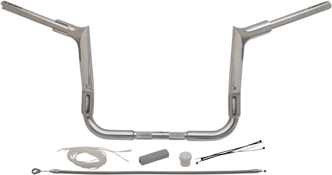 Handlebar Kit - Pointed Top - 12" - Chrome - Back View