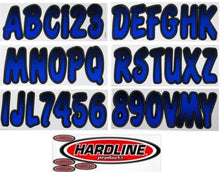 Load image into Gallery viewer, Hardline Boat Lettering Registration Kit 3 in. - 200 Blue Metallic/Black