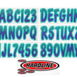 Load image into Gallery viewer, Hardline Boat Lettering Registration Kit 3 in. - 200 Purple/Teal