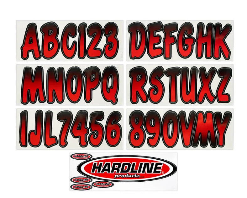 Hardline Boat Lettering Registration Kit 3 in. - 200 Red / Black