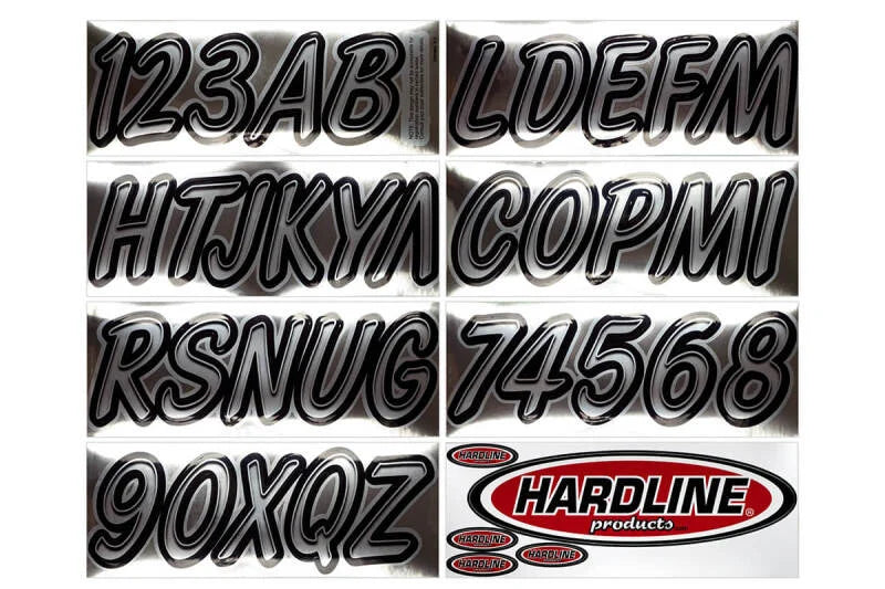 Hardline Boat Lettering Registration Kit 3 in. - 400 Chrome/Black