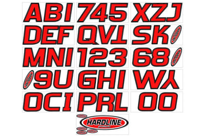 Red Boat Lettering Hardline Boat Lettering Registration Kit 3 in. - 700 Red/Black