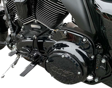 Load image into Gallery viewer, Hawg Halters Inc Mid Control Conversion Kit - Black - Knurled Pegs - FLH/FLT MCK-FH16AS-FK - Back View