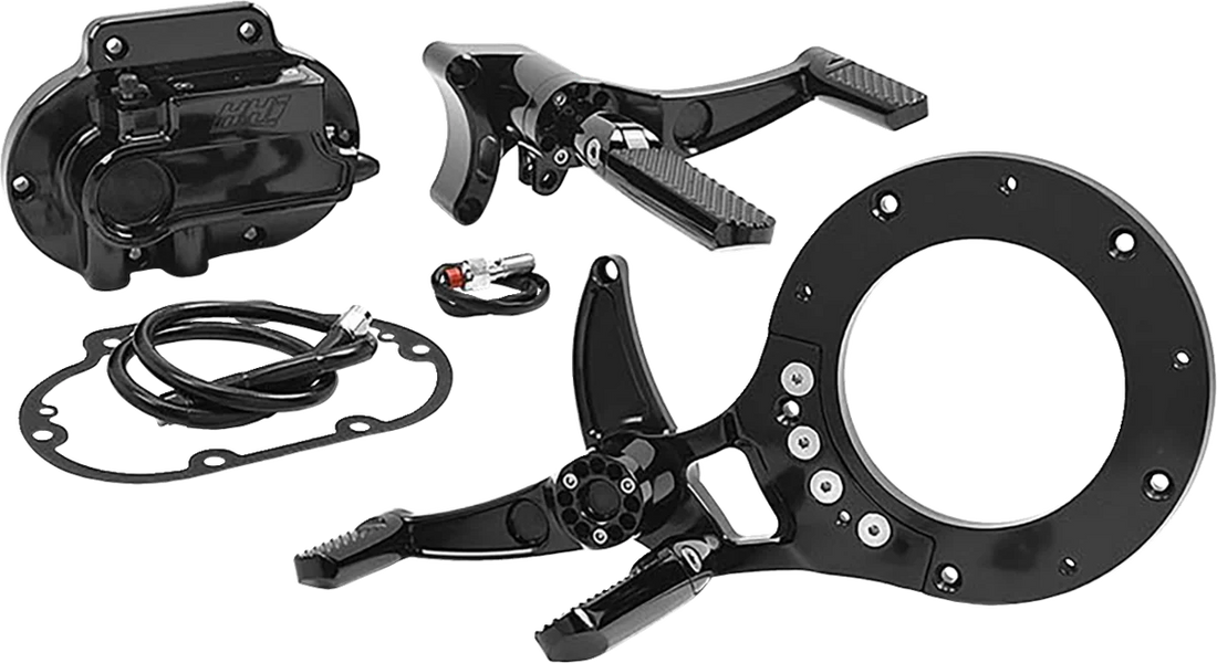 Hawg Halters Inc Mid Control Conversion Kit - Black - Knurled Pegs - FLH/FLT MCK-FH21AS-FK - Side View
