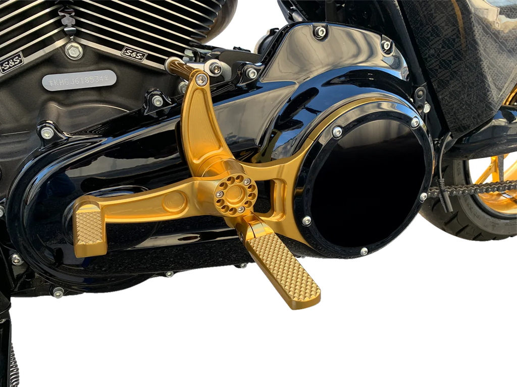 Hawg Halters Inc Mid Control Conversion Kit - Gold - Knurled Pegs - FLH/FLT MCK-FH16GS-FK - Main Product View