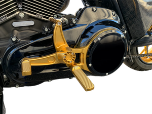 Hawg Halters Inc Mid Control Conversion Kit - Gold - Knurled Pegs - FLH/FLT MCK-FH16GS-FK - Main Product View