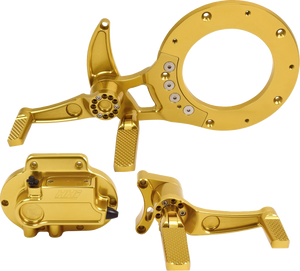 Hawg Halters Inc Mid Control Conversion Kit - Gold - Knurled Pegs - FLH/FLT MCK-FH21GS-FK - Main Product View