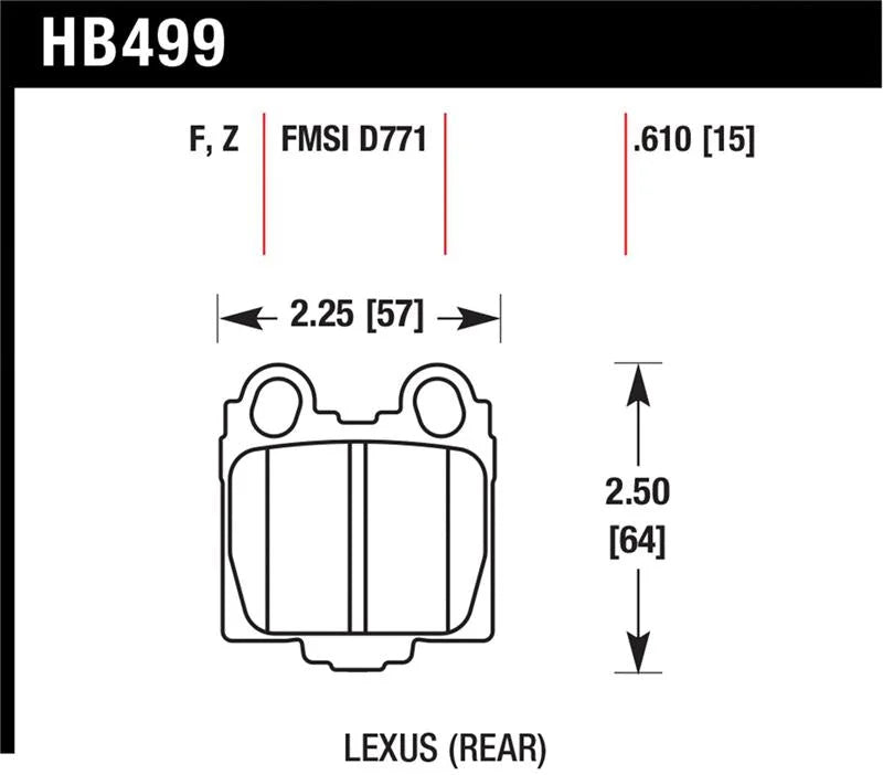 Hawk 00-05 Lexus IS300 HPS Street Rear Brake Pads - Side View