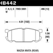 Load image into Gallery viewer, Hawk 01-03 Mazda Miata 1.8L Base Pads Only Rear ER-1 Brake Pads - Side View