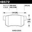Load image into Gallery viewer, Hawk 02-04 Honda Civic Si / 99-08 Acura TL DTC-60 Race Rear Brake Pads - Side View