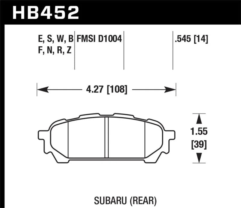 Hawk 03-05 WRX D1004 HP+ Street Rear Brake Pads - Main Product View