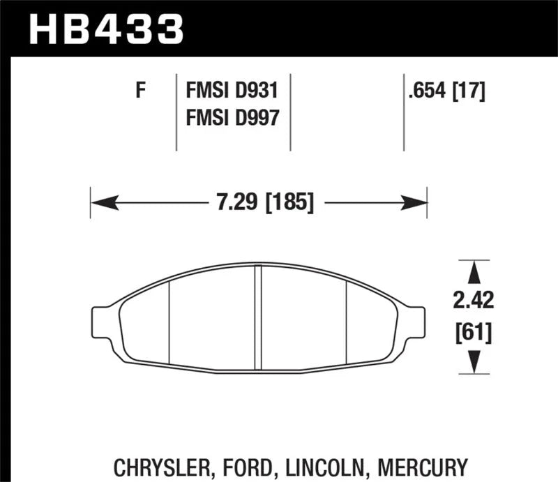 Hawk 03-11 Ford Crown Victoria HPS 5.0 Front Brake Pads - Main Product View