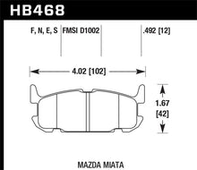 Load image into Gallery viewer, Hawk 04-05 Mazda Miata HT-10 Race Rear Brake Pads - Side View