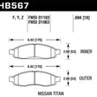 Load image into Gallery viewer, Hawk 04-06 infiniti QX56 / 05-06 Armada / 04 Pathfinder / 04-07 Titan LTS Street Front Brake Pads - Side View