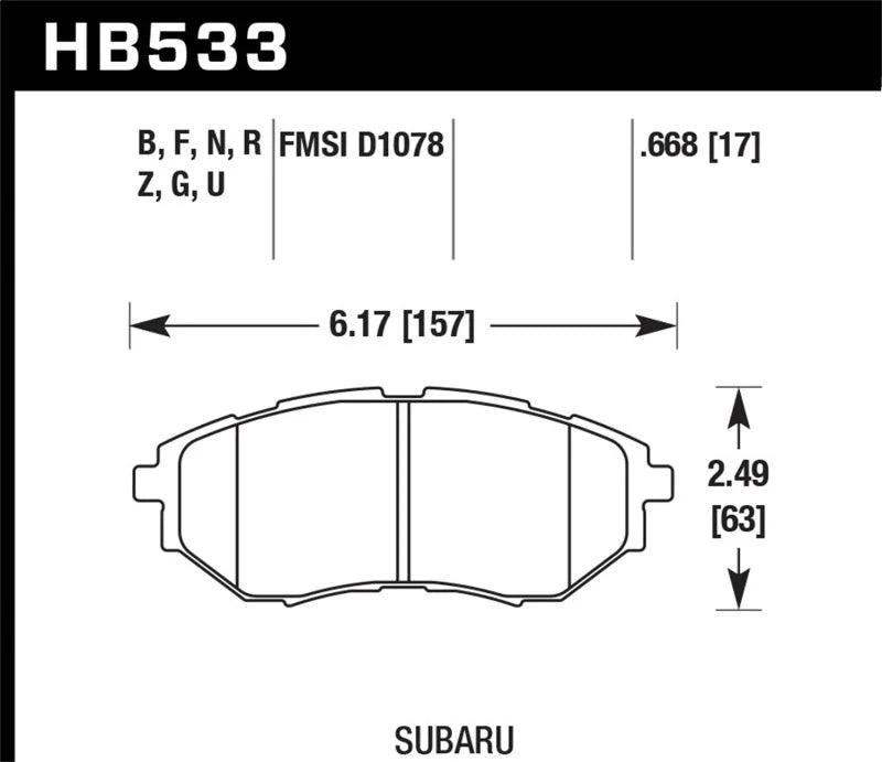 Hawk 05-08 LGT D1078 HPS Street Front Brake Pads - Side View