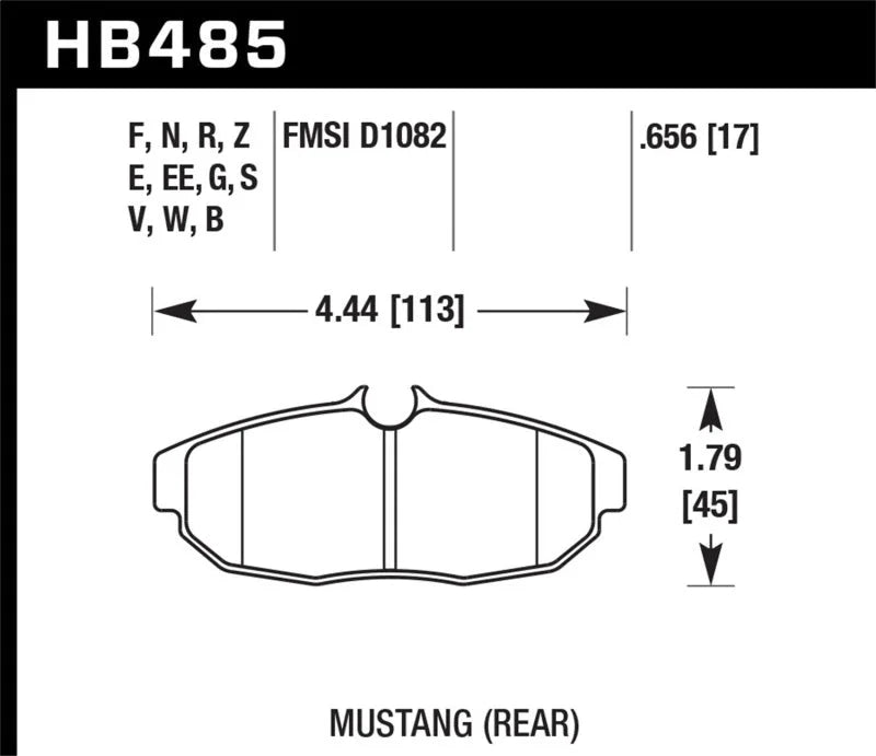 Hawk 05-14 Ford Mustang Rear ER-1 Brake Pad Set - Side View