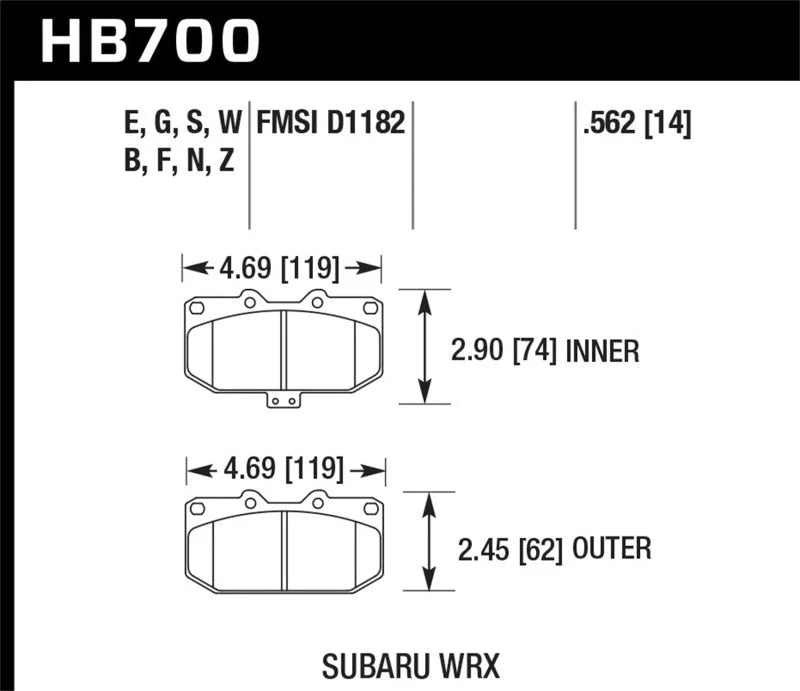 Hawk 06-07 Subaru Impreza WRX Front ER-1 Brake Pads - Main Product View