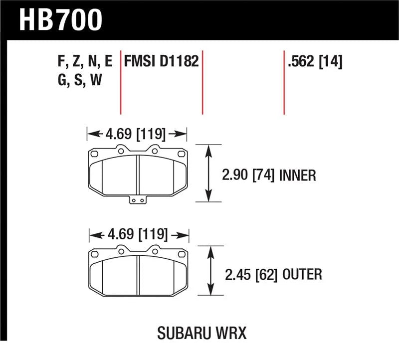 Hawk 06-07 Subaru WRX Blue 9012 Front Race Pads - Additional View 5