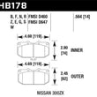 Load image into Gallery viewer, Hawk 06-07 WRX / 89-96 Nissan 300ZX / 89-93 Skyline GT-R Blue 9012 Front Race Pads - Side View