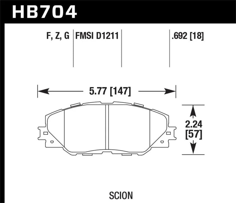 Hawk 06-09 Toyota RAV4 / 10-13 Toyota Matrix Performance Ceramic Front Brake Pads - Main Product View