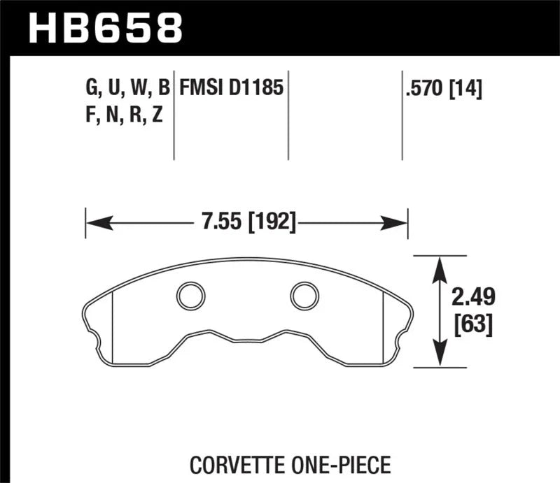 Hawk 06-13 Chevrolet Corvette Z06 DTC-30 Race Front Brake Pads (One Piece) - Main Product View