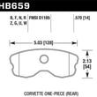 Load image into Gallery viewer, Hawk 06-13 Chevrolet Corvette Z06 DTC-30 Race Rear Brake Pads (One Piece) - Installation View