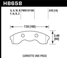Load image into Gallery viewer, Hawk 06-13 Chevrolet Corvette Z06 DTC-60 Race Front Brake Pads (One Piece) - Main Product View