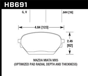 Hawk 06-14 Mazda MX-5 DTC-60 Race Front Brake Pads - Main Product View