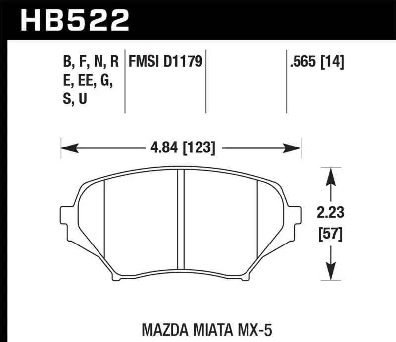 Hawk 06-14 Mazda MX-5 Miata (NC) DTC-70 Race Front Brake Pads - Main Product View