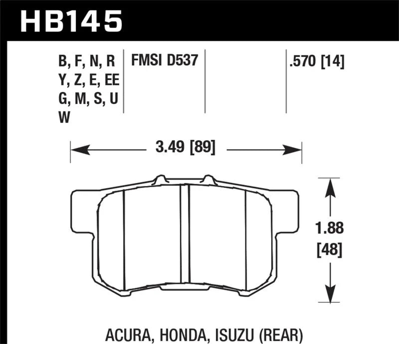Hawk 06+ Civic Si HPS Street Rear  Brake Pads - Main Product View
