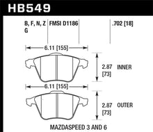 Load image into Gallery viewer, Hawk 07-08 Mazdaspeed3/06-07 Mazdaspeed6 HPS Street Front Brake Pads - Side View