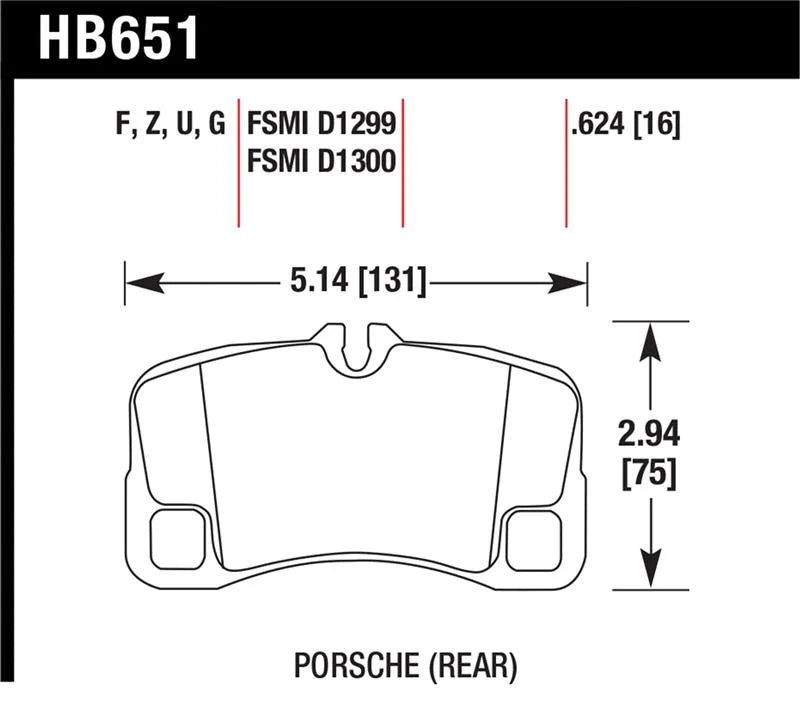 Hawk 07-08 Porsche 911 Turbo/911 GT3/911 GT3 CUP Rear DTC-60 Race Brake Pads - Back View