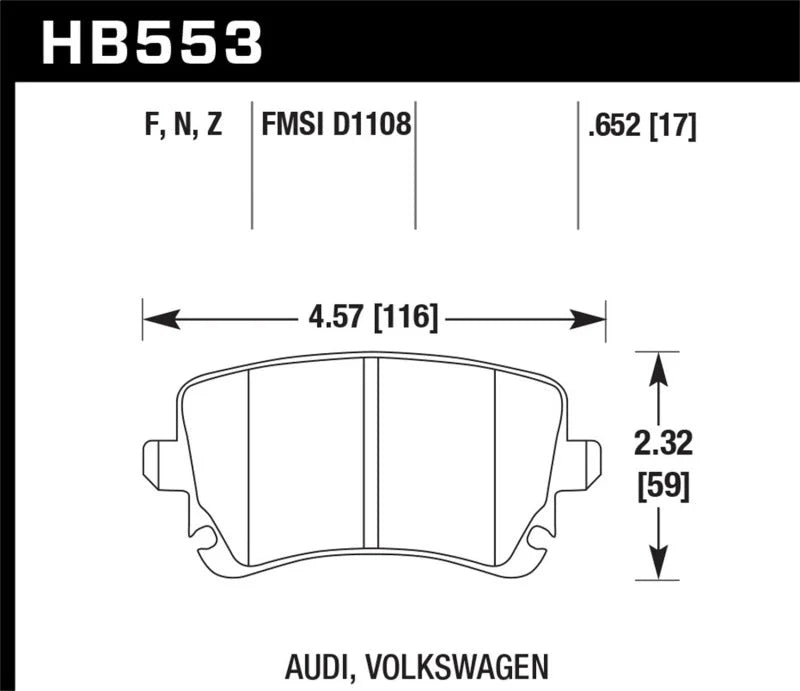 Hawk 07-11 Audi S6 HPS 5.0 Rear Brake Pads - Side View