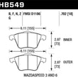 Load image into Gallery viewer, Hawk 07-11 Mazdaspeed3 / 06-11 Mazdaspeed6 / 05-09 Volvo V50 DTC-60 Front Race Brake Pads - Side View