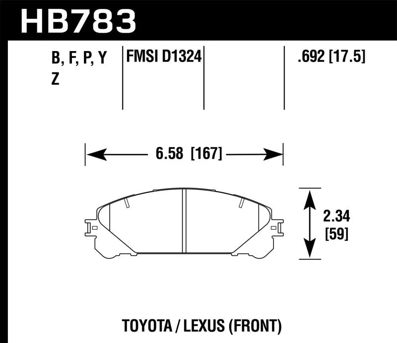 Hawk 08-16 Toyota Highlander Performance Ceramic Street Front Brake Pads - Main Product View