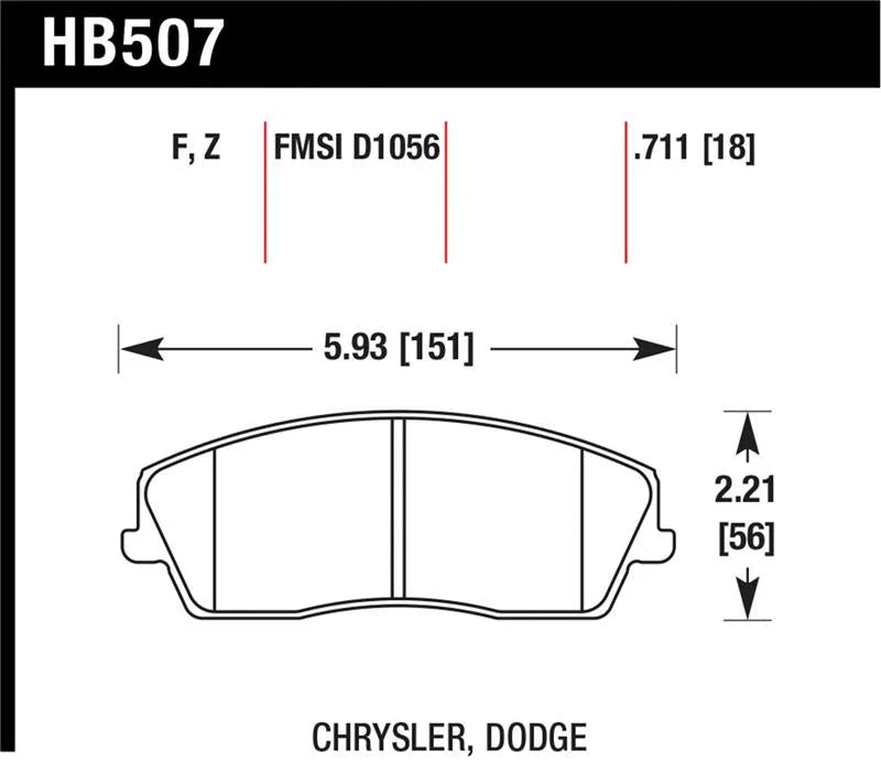 Hawk 09-10 Dodge Challenger SE/06-10 Charger SE/05-10 Chrysler 300 HPS Street Front Brake Pads - Installation View